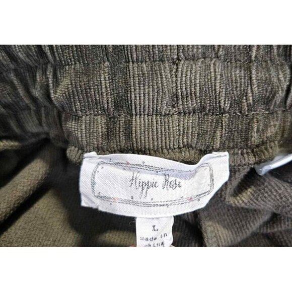 Hippy Rose Velour Soft Stretchy Ribbed Corduroy Elastic Waist Jogger Pants Sz L - Picture 3 of 4